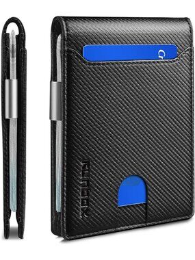 〽️Man Modren Leather Money Clip RFID Blocking Pocket Bifold Credit Card Wallet